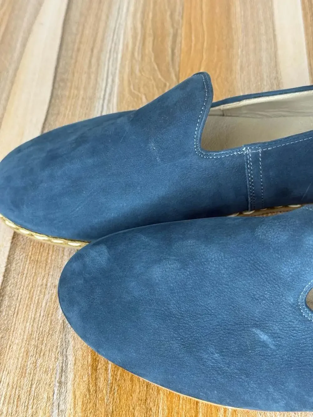 Denels women Blue Suede Slip-On Loafers Size 10